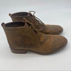 Clarks Camzin Grace Taupe Tan Leather Lace Up Ankle Chukka Boot Bootie Size 7.5